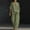 Linen Outfits-106Army Green, variant on Two Piece Outfits Womens Linen Deep V-Neck Oversized 3/4 Sleeve Linen Tops and High Waisted Baggy Harem Linen Pants Lightweight Breathable with Pockets Summer Casual Beach Wear Lounge Outfit