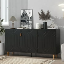 Harper & Bright Designs Modern Elegant 3 Door Sideboard with Adjustable Shelves, Buffet Cabinet for Dining Room Living Room Hallway, Black