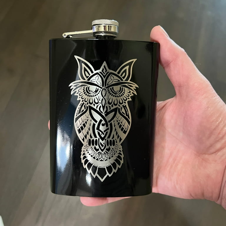 8oz Celtic Owl BLACK Flask 8oz Celtic Owl BLACK Flask