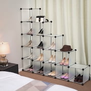 16 Cube Storage Organizer Modular Storage Cube Bookshelf DIY Plastic Closet Storage Shelves for Home Office Bedroom White