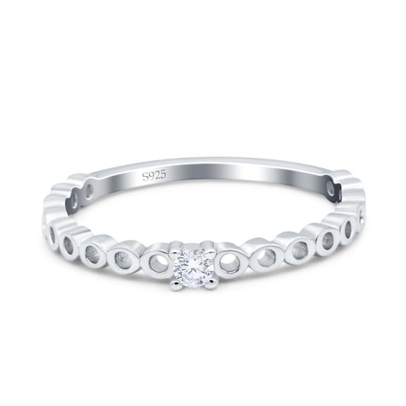 Simulated Cubic Zirconia Size-5 Petite Dainty New Band Round Thumb Ring Wedding Ring Engagement Bridal 925 Sterling Silver