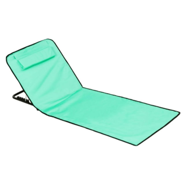 S SERENABLE Chaise de Plage Pliante avec Dossier Réglable Coussin de Siège de Plage Chaise Longue Vert Gazon