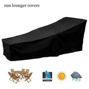 ODOMY Chaise Lounge Covers Waterproof Outdoor Garden Patio Furniture Sunbed Cover Polyester Anti-UV Dust-proof Black