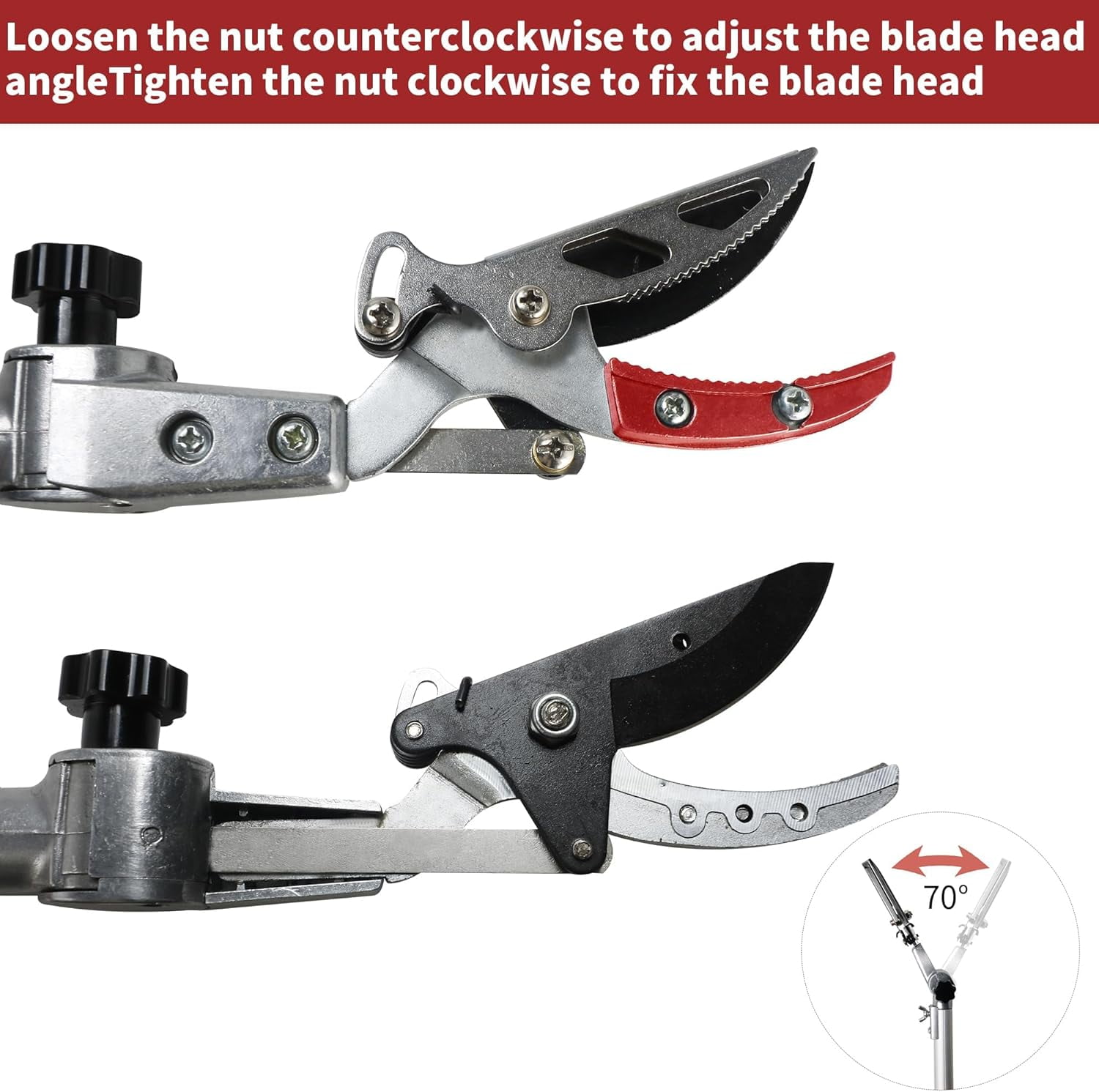 GARTOL 3.67-5.45 FT Fruit Picker with Rotating Blade Head, Lightweight Aluminum Extendable Handle for Tree Branch Cutter, Silver
