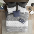 thumbnail image 3 of INK+IVY Mila Full/Queen 3 Piece Cotton Duvet Cover Set with Chenille Tufting - Gray, 3 of 11