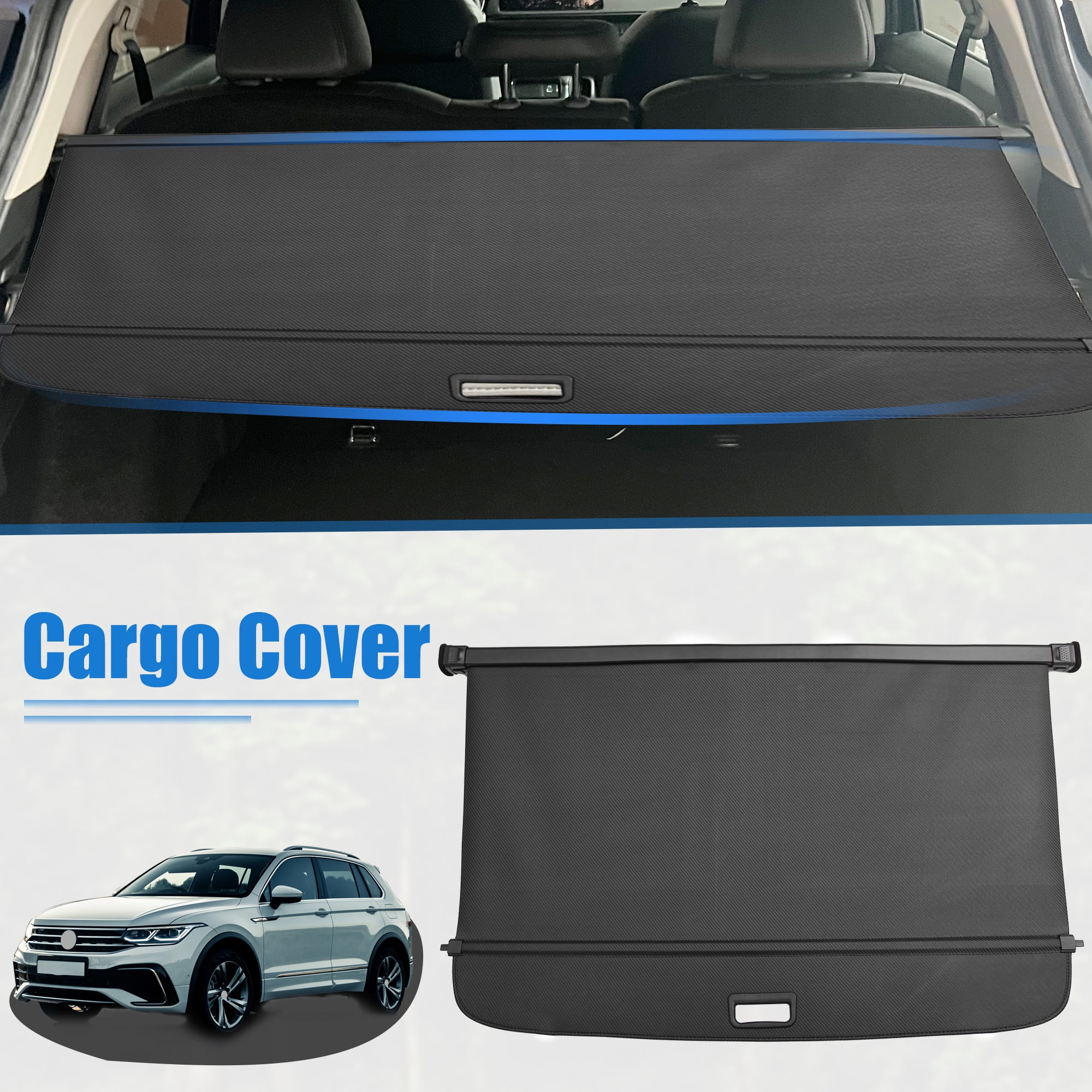 Unique Bargains Retractable Cargo Cover for VW Tiguan 2018 2019 2020 2021 2022 Black