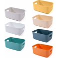 thumbnail image 1 of Plastic Storage Basket, 7 Pack Stackable Storage Baskets with Handles for Kitchen Shelf, Bathroom, Nursery, Closet and Office, 1 of 5