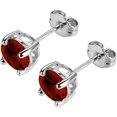 thumbnail image 2 of Divine_creation 2.25 Ct Round Cut Red Garnet Engagement Wedding Push Back Stud Earrings 14K White Gold Plated 925 Sterling Silver For Women's, 2 of 4