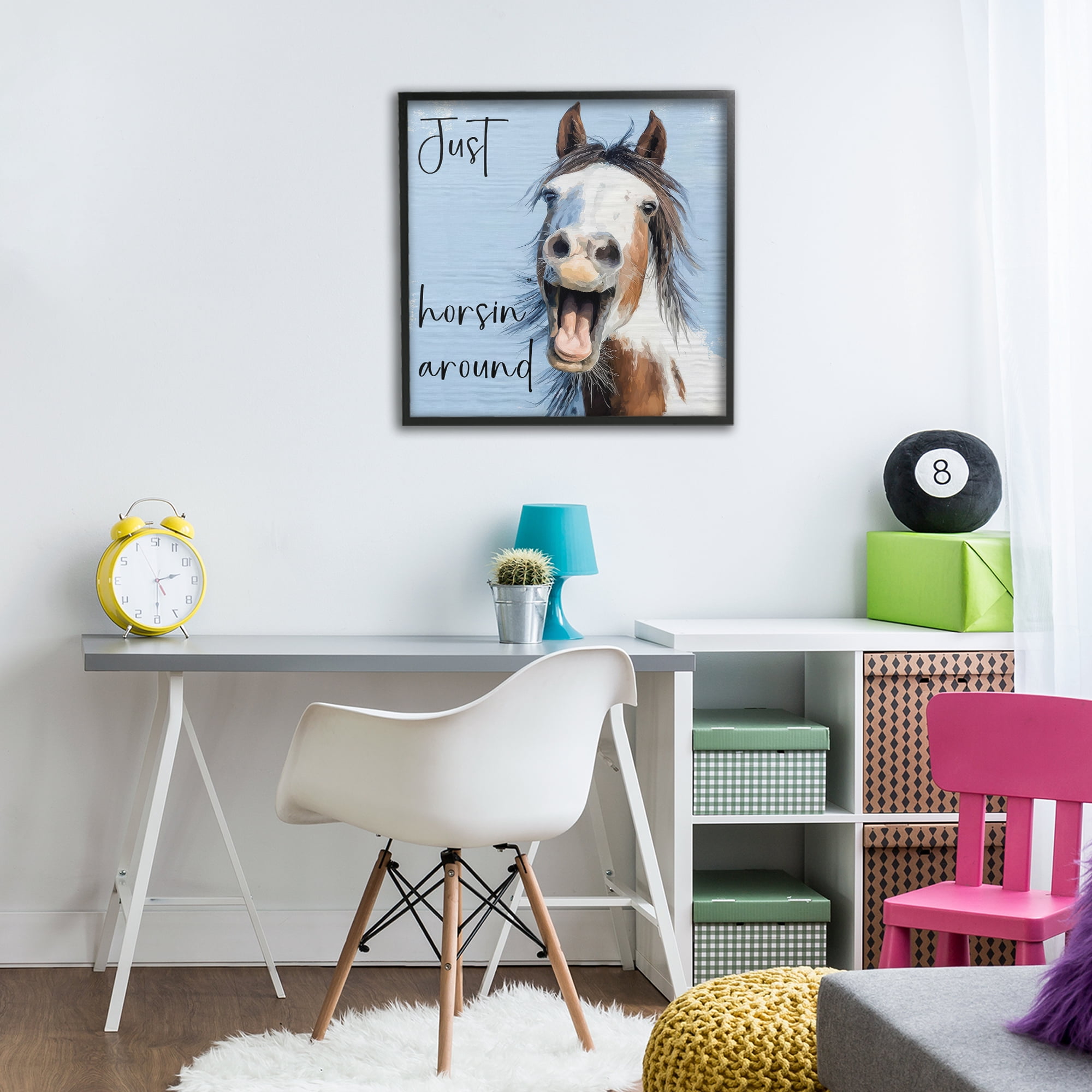 Stupell Industries Just Horsin' Around Black Framed Giclee Art, design by Kim Curinga