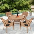 thumbnail image 3 of Jeco 5 Piece Resin Wicker Outdoor Patio Dining Set in Honey with Black Cushion, 3 of 10