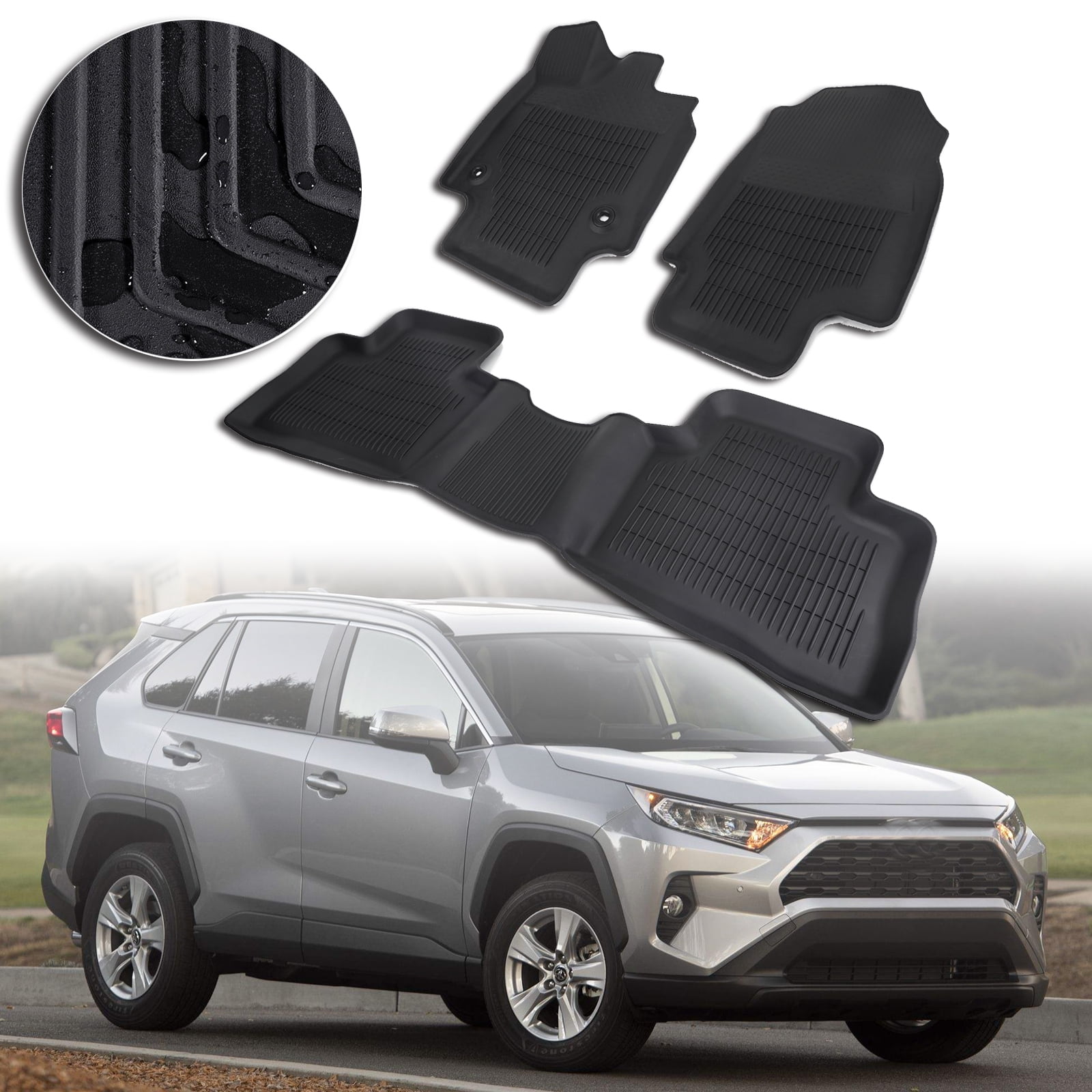 Black Floor Mats Liners For Toyota RAV4 2019 2020 Adventure