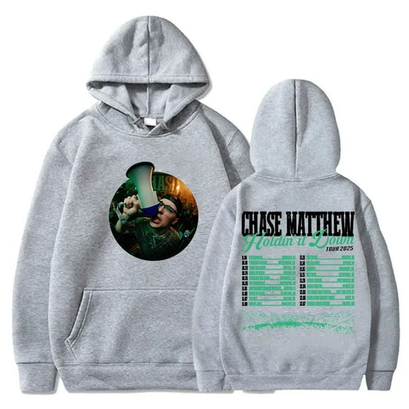 Chase Matthew Holdin' It Down Tour 2025 Hoodie Unisex Fashion Long Sleeve Casual Sweatshirt,L,Grey