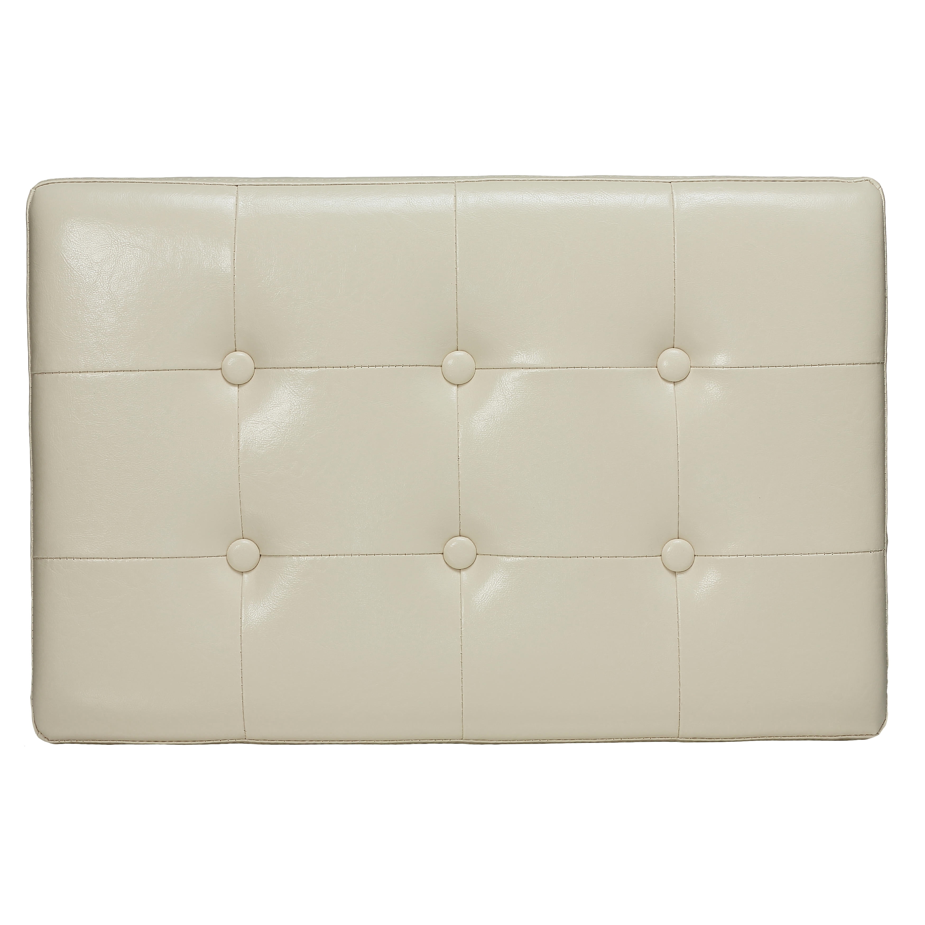 Cortesi Home Kayla Traditional X Bench Ottoman in Vinyl with Nailhead Trim, Cream