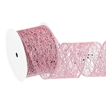 Uxcell Glitter Mesh Wired Ribbon for Christmas Tree and Gift Wrapping, Pink