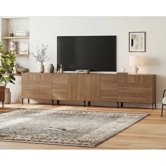 WAMPAT Large TV Stand for 120 Inch TV, 126" W Modern Entertainment Center with Storage Cabinets and 6 Drawers & 4 Doors, Wood Media TV Console Table for Living Room, Bedroom