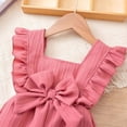 thumbnail image 6 of Splozh Girl Romper Girls Jumpsuit Wide Leg Loose Ruffle Sleeve Crew Neck Rompers with Pockets Casual Fashion Red,4-5 Years, 6 of 9