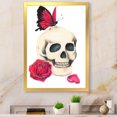 thumbnail image 1 of Designart Skull With Red Rose & Butterfly Modern & Contemporary Framed Wall Art, 1 of 4