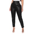 thumbnail image 1 of Pantalones de piel sintética para mujer, pantalones ajustados de cintura alta, 1 of 8