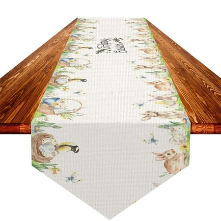 

QWANG Easter Rabbit Table Easter Bunny Floral Table Cloth With Patterns Spring Easter Holiday Party
