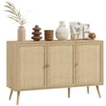 thumbnail image 1 of HOMCOM Buffet Bahut Boho avec Portes Décoratives en Rotin, Naturel, 1 of 10