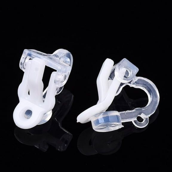 Plastic Clip-on Earring Findings White 14x9x13mm
