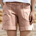 thumbnail image 4 of Comfy Stretch Twill Shorts for Women Casual Summer Shorts Elastic Waist Pull on Denim Jean Shorts Plus Size Pink XL, 4 of 7