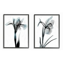 Stupell Industries Contrast Black And Blue Flower Bloom Designs Graphic Art Black Framed Art Print Wall Art Set of 2, 16x20, by Albert Koetsier