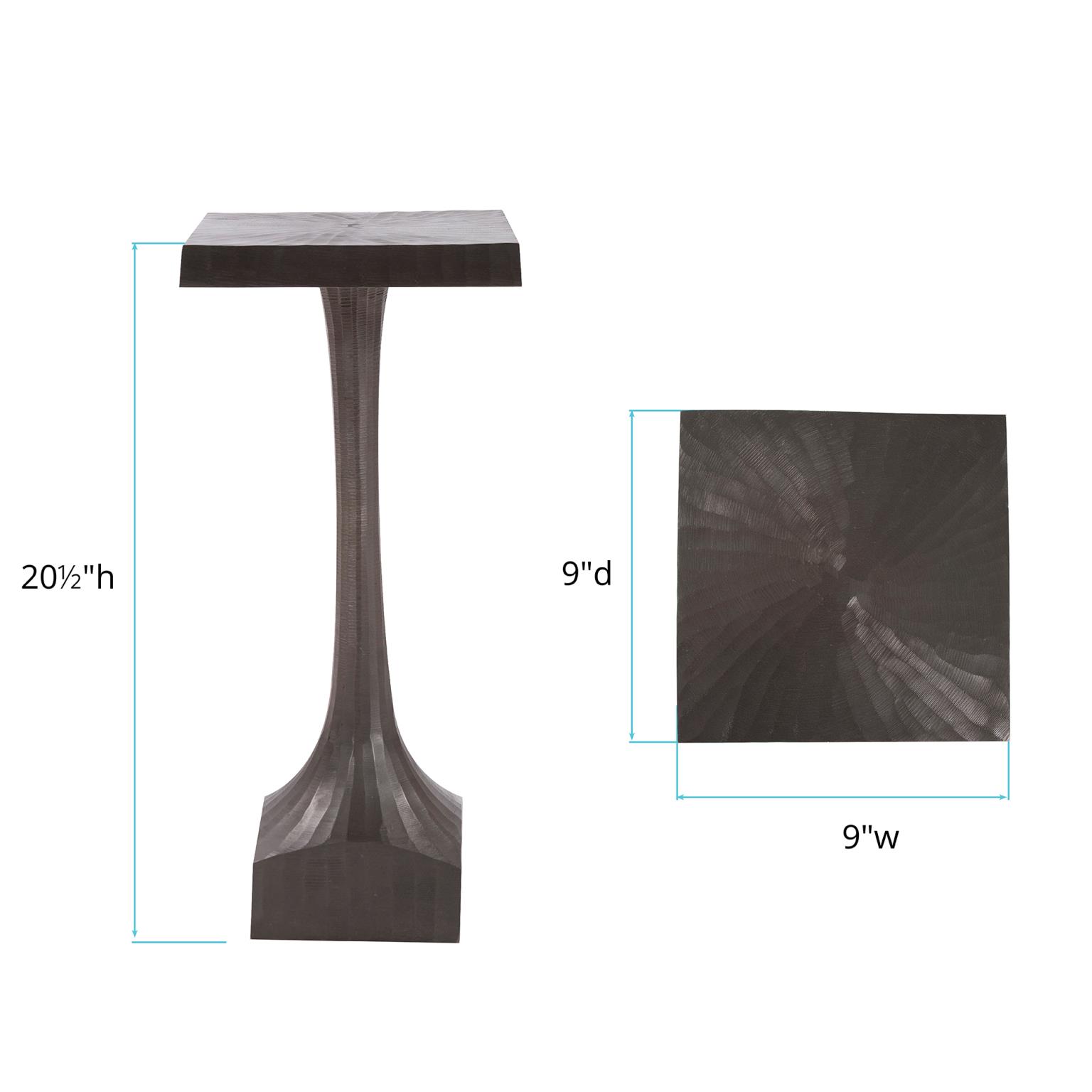 Tyler Dillon Square Graphite Chiseled Metal Martini Accent Table