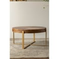 thumbnail image 5 of BSHTI 33.86"Modern Retro Splicing Round Coffee Table,Fir Wood Table Top with Gold Cross Legs Base, 5 of 16
