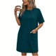 thumbnail image 1 of TaTaai Ladies Classic Solid Color Round Neck Short Sleeve Casual Dress with Functional Pockets Soft Stretchy Material Fashion Midi Dress for Spring Summer Daily Outings Gift, 1 of 6