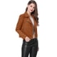 thumbnail image 4 of Chaquecorde mujer Soft Moto Zip Up Pockets Chaquetas de motociclisde gamusintétimarrón L, 4 of 6