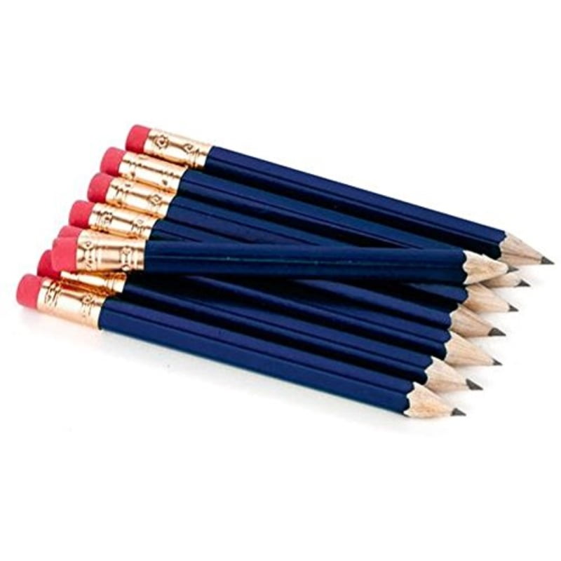 Half Pencils with Eraser Golf, Classroom, Pew, Short, Mini Hexagon