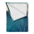 thumbnail image 2 of Ocean Soft Flannel Fleece Blanket, Underwater Fantasy Kingdom with Shell Houses Water Bubbles Cartoon Illustration Print, Cozy Plush for Indoor and Outdoor Use, 50" x 60", Teal Brown, by Ambesonne, 2 of 5