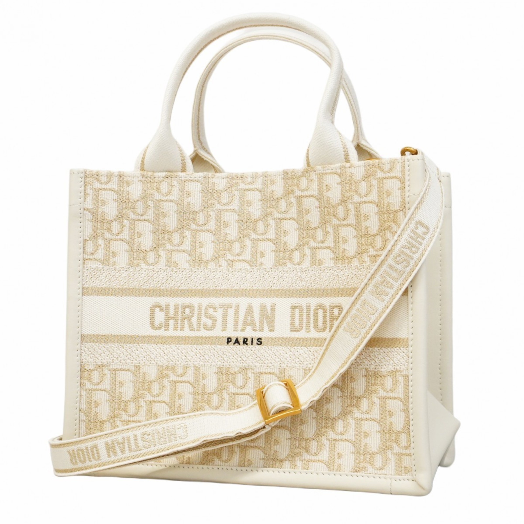Pre-Owned Christian Dior handbag Trotter Book Tote Canvas White 
