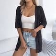 thumbnail image 2 of UVEASISHA Women Short Sleeve Crochet Cardigans Lightweight Summer Boho Kimono Cardigan Open Front Oversized Knit Sweaters Black S, 2 of 9