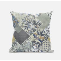 Arizona Floral Patches Throw Pillow with Removable Cover in Navy Orange 16x16