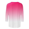 thumbnail image 4 of BLVB Womens Tops 3/4 Sleeve Gradient Cute Tops Crewneck Slim Fit Half Sleeve Tshirts Shirts Fall Fashion Blouse Tunic Pink, 4 of 5
