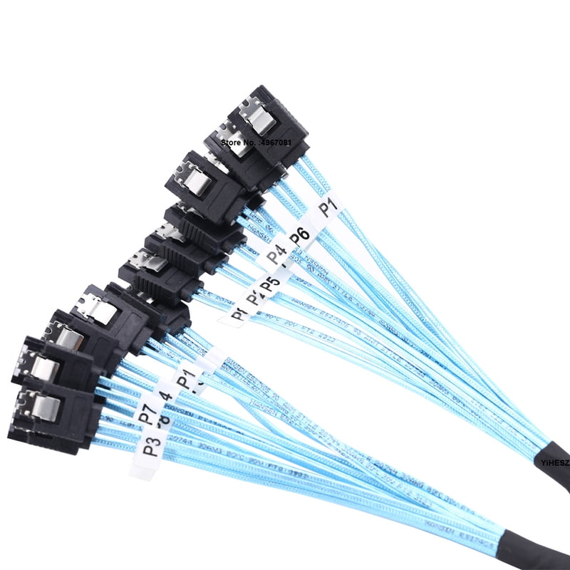 8 SATA To 8 SATA Cable 8 Pcs Sata 3.0 To Sata 3.0 Cabl SAS 7Pin 6Gbps Data Cable for Hard Disk SSD Optical Drive Server Host