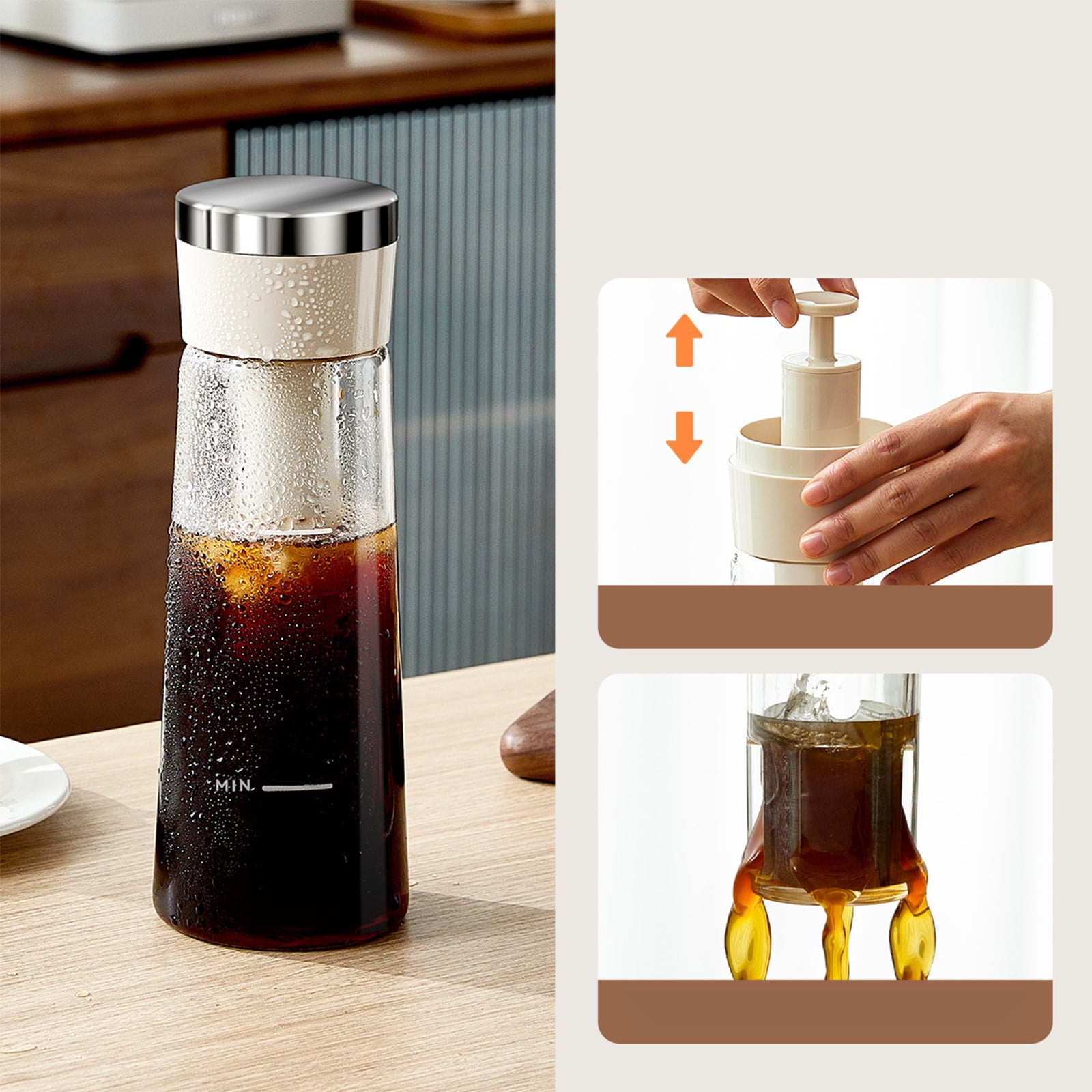 Glass Cold Brew Coffee Pitcher - Airtight 16oz Borosilicate Carafe with Stainless Steel Filter for Iced Coffee & Tea - Hot/Cold Compatible Brewing System