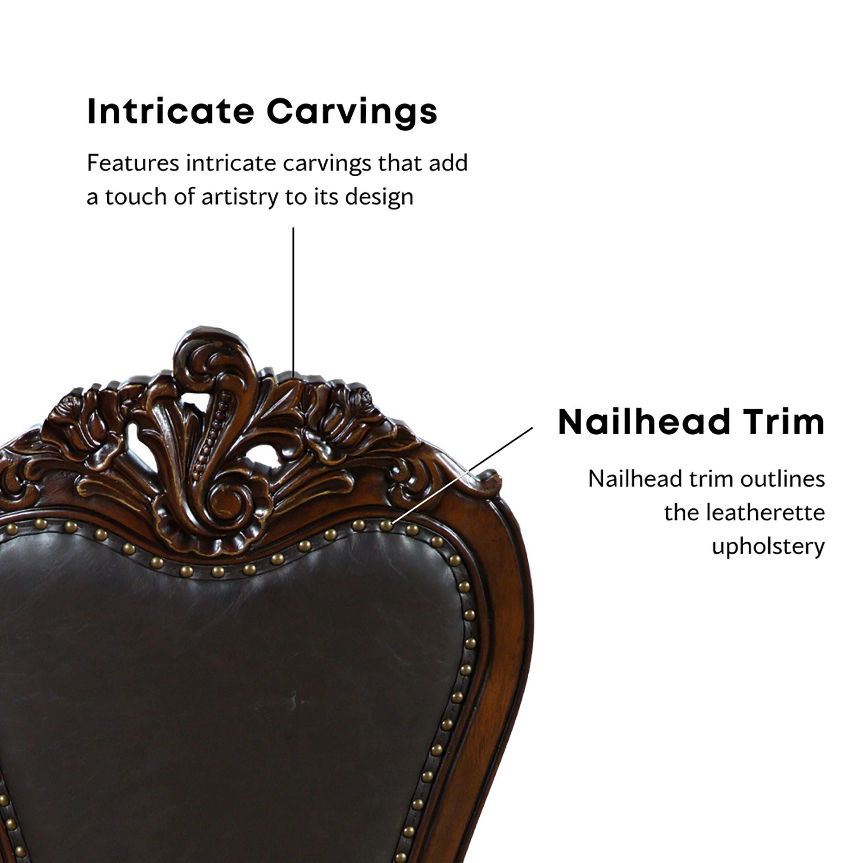 Furniture of America Alernit Traditional Nailhead Trim Dining Arm Chairs, Dark Cherry (Set of 2)