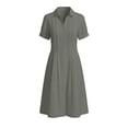 thumbnail image 6 of Women's Solid Color Short Sleeve Lapel Loose Dress - Casual Summer Double Layer Style, 6 of 6