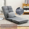 thumbnail image 4 of Indoor Chaise Lounge Sofa, Floor Chair with Back Support and 14 Adjustable Angle Folding Floor Lounger with Pillow Convertible Floor Sofa Bed for Living Room Bedroom, Grey, 4 of 7