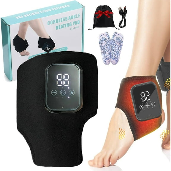 Pure Relief Foot Massager, 3-in-1 Heated Wrap Pureita Foot Massager, Foot Massagers with 3-Speed Vibration & 5-Temperature, Wireless Foot Renew Triple Method Massagers (Black)