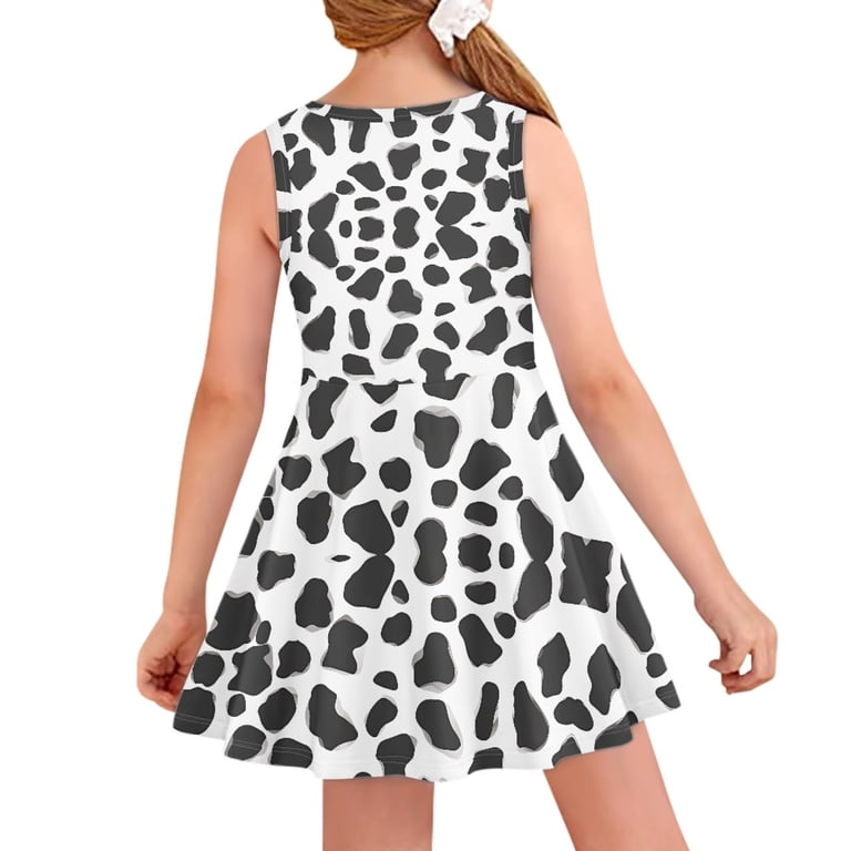 cow print skater dress Yuyamidu Highland Cow Sleeveless Sundress Cow Print Knee Length Skater  Dresses for Kids Girl 5-6 Years Old Sunflower A Line Midi Sundress Lovely  Crewneck Swing Dress