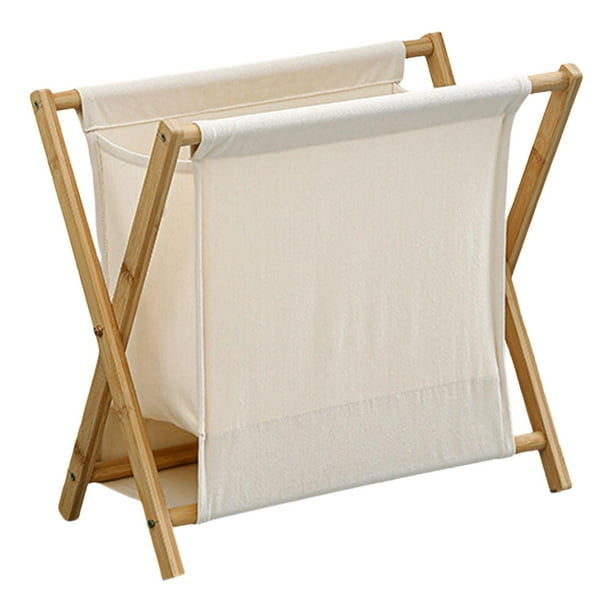 Cesto de ropa sucia plegable de bambú, ligero, funcional y portátil para el hogar. Beige 40x30x38cm