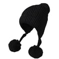 thumbnail image 2 of Grid Pattern Three Wool Thickened Hat For Children Winter Velvet Outdoor Warm Knitted Hat, 2 of 3