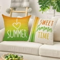 thumbnail image 4 of Sweet Summer Time Pineapple Decorative Throw Pillow Covers 18x18 Set of 4, Tropical Hawaii Fruit Love Heart Yellow Green Cushion Case Decor, Aloha Stripes Seasonal Home Decoration for Sofa Couch, 4 of 5