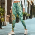 thumbnail image 4 of Renewold Green Gold Marble Yoga Pants for Women with Pockets Full Length Workout Leggings High Waist Tummy Control Lounge Pants Activewear Stylish Womens Leggings, XS, 4 of 8