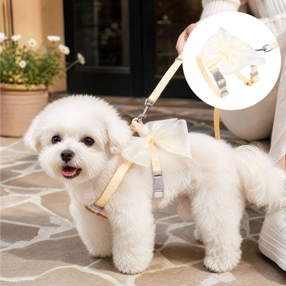 Cute Bow Cats & Dogs Harness And Leash Set,Escape Proof Adjustable Sweet Lace Gradient Bowknot Pet Vest Harness For Kitten Small Dog Walking Outdoor,S