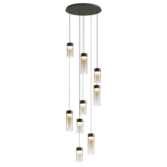 E21189-05GM-ET2 Lighting-Highball - 72W 9 LED Pendant-12.5 Inches Tall and 22.75 Inches Wide-Gunmetal Finish-Amber Glass Color